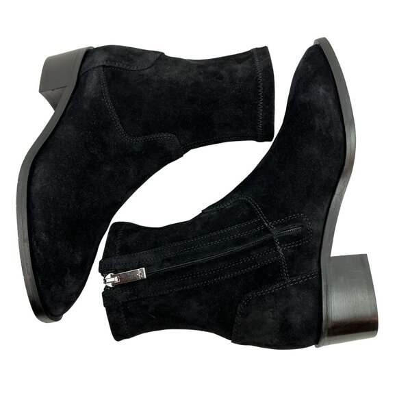 Aquatalia Reeta Suede Square Toe Side Zip Ankle Booties Womens 5 Made In Italy N - Picture 6 of 12